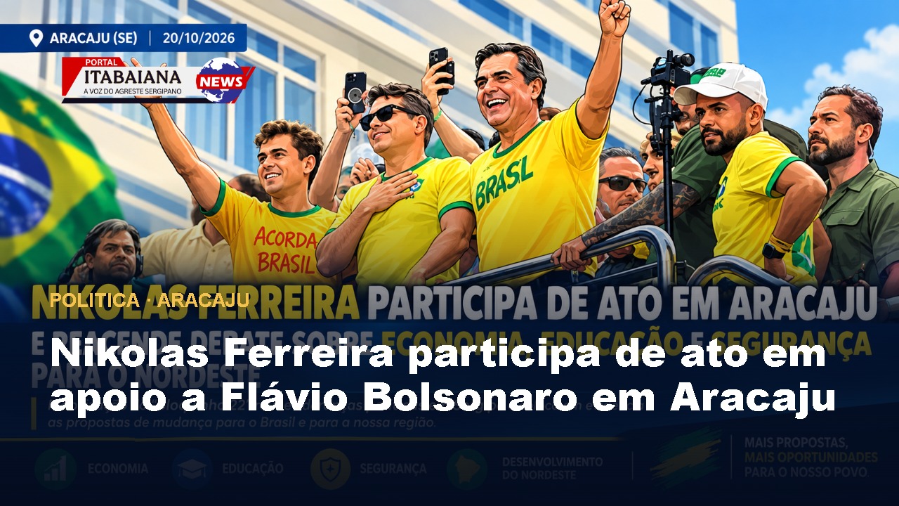 Nikolas Ferreira participa de ato em apoio a Flávio Bolsonaro em Aracaju